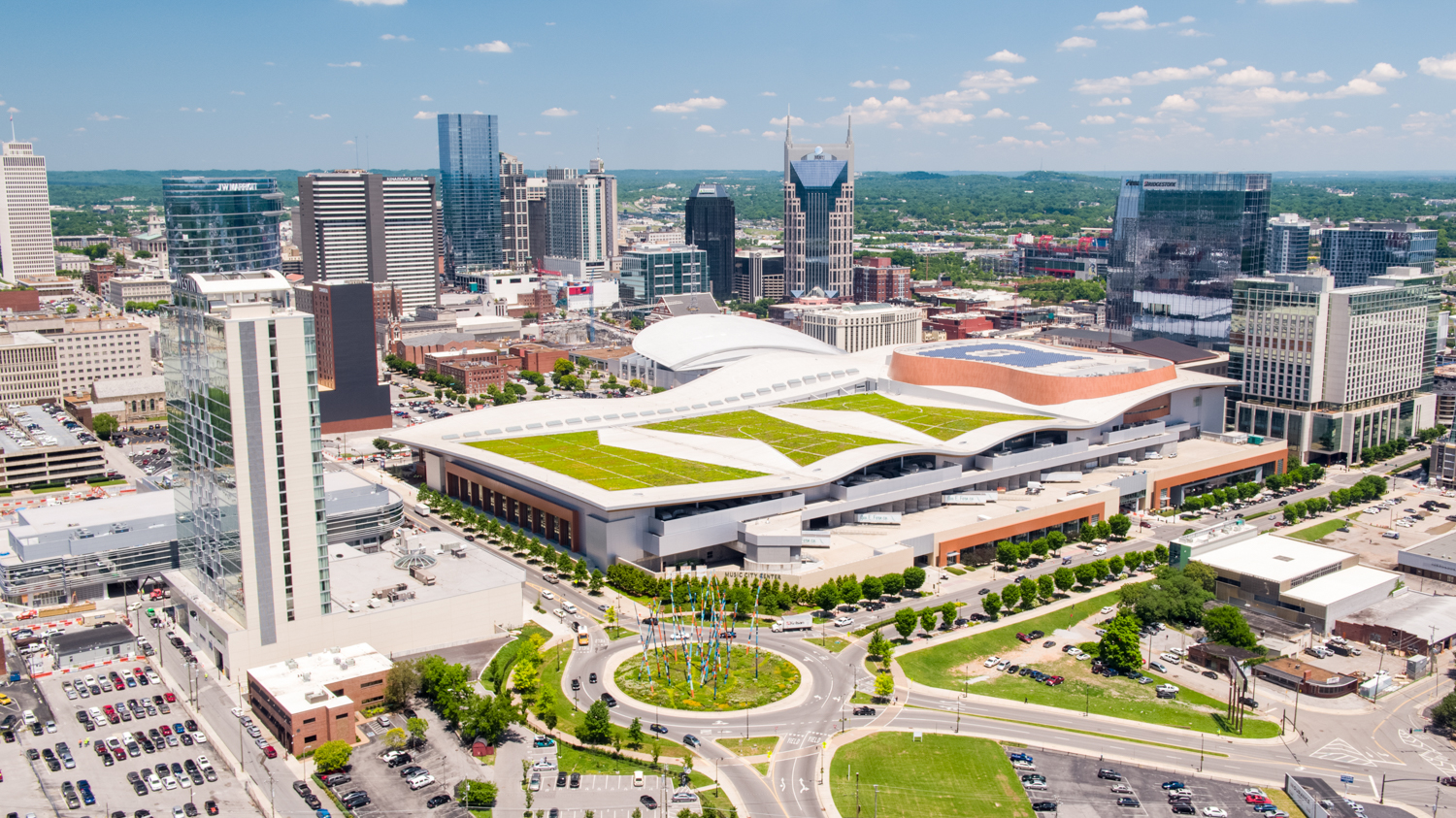 Aerial view of Nashville skyline