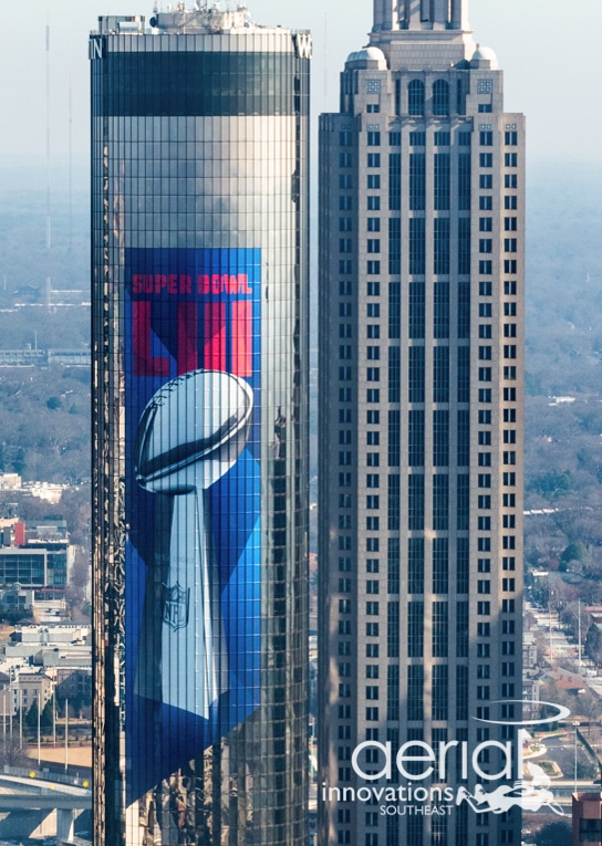 Aerial photo of the Atlanta Skyline during the Super Bowl - Aerial Innovations Southeast