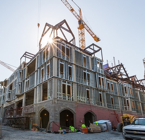 Construction photography from the ground